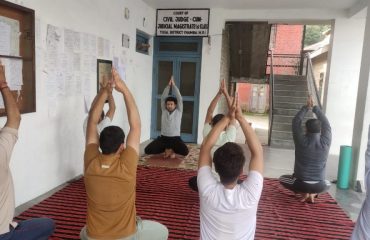 Celebrating International Yoga day at Tissa Court Complex