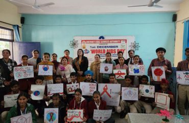 Sensitization program at one of the school in Hoshiarpur organized by the DLSA, Hoshiarpur on the World Aids Day under the supervision of Ld. District & Sessions Judge, Hoshiarpur.