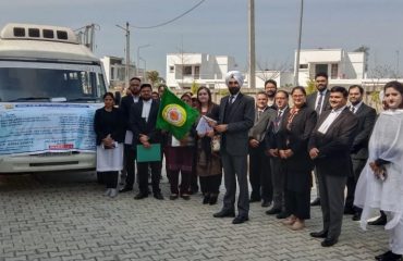 Traveler Van for the publicity of NALSA Scheme, Free Legal Aid and other activity of DLSA being flagged of by the Ld. District & Sessions Judge, Hoshiarpur for creating awareness in the remote areas of Hoshiarpur