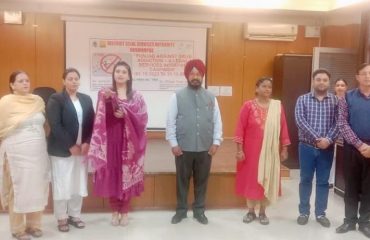 Pledge taken during the awareness program at PU Swami Sarvanand Giri Regional Centre, Hoshiarpur under the Punjab Against Drug addicition Campaigan