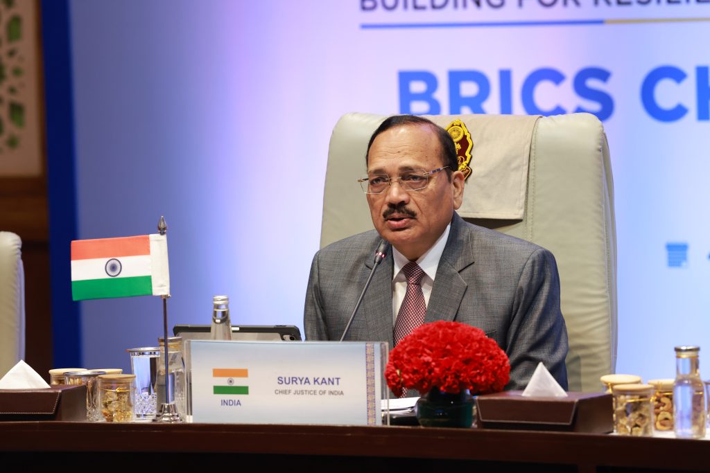 Hon'ble the Chief Justice of India addressing the foreign delegations of member and partner states at BRICS Chief Justices' Forum 2026