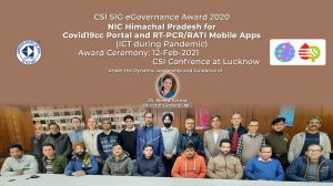 NIC Himachal won CSI Award of Recognition in 18th CSI SIG eGovernance Awards 2020 for COVID-19 Sample Collection Management System
