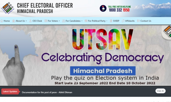 CMS Website of CEO Himachal and Voter Saathi Chatbotdesigned, developed and rolled out