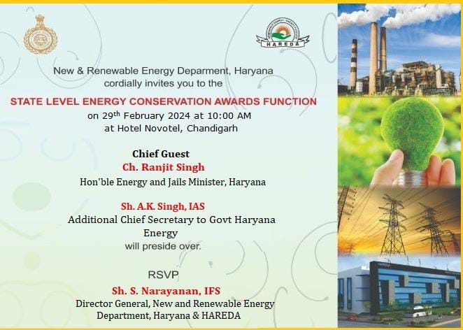 Invitation for State Level Energy Conservation Awards Function