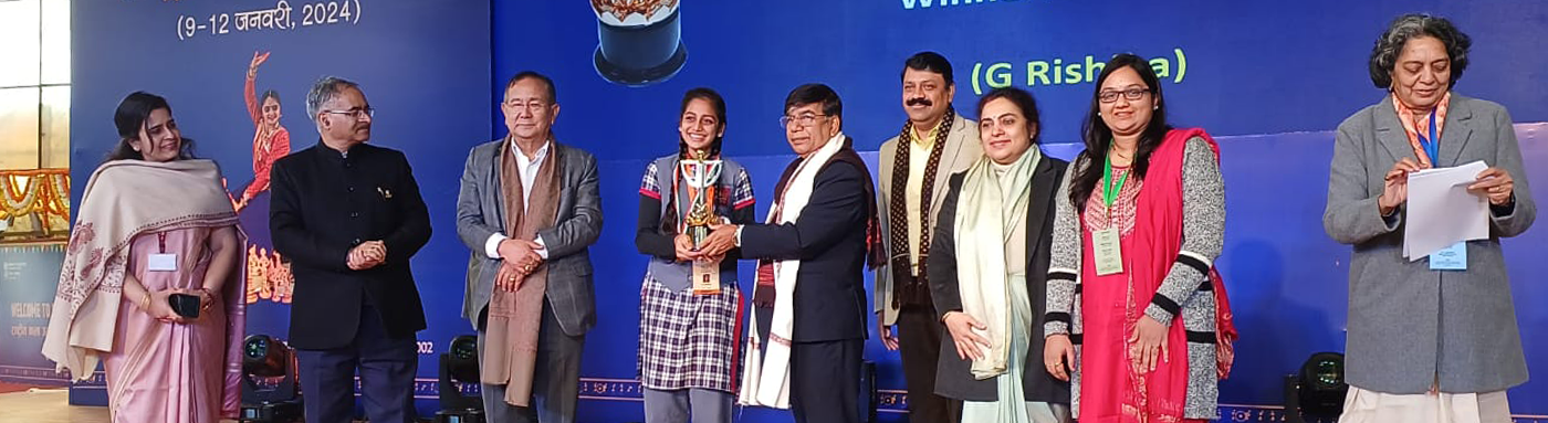 G Rishika, Class-X, C, KV Waltair, Hyderabad Region won the gold medal in the solo dance classical (Female) category at the National Kala Utsav 2023-24.