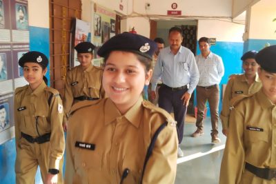 Student police cadet welcome principal