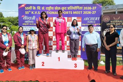 Ms.Sneha Kumari of KV No1 Bokaro got Gold Medal in 55th KVS NSM Archery Girls U-19