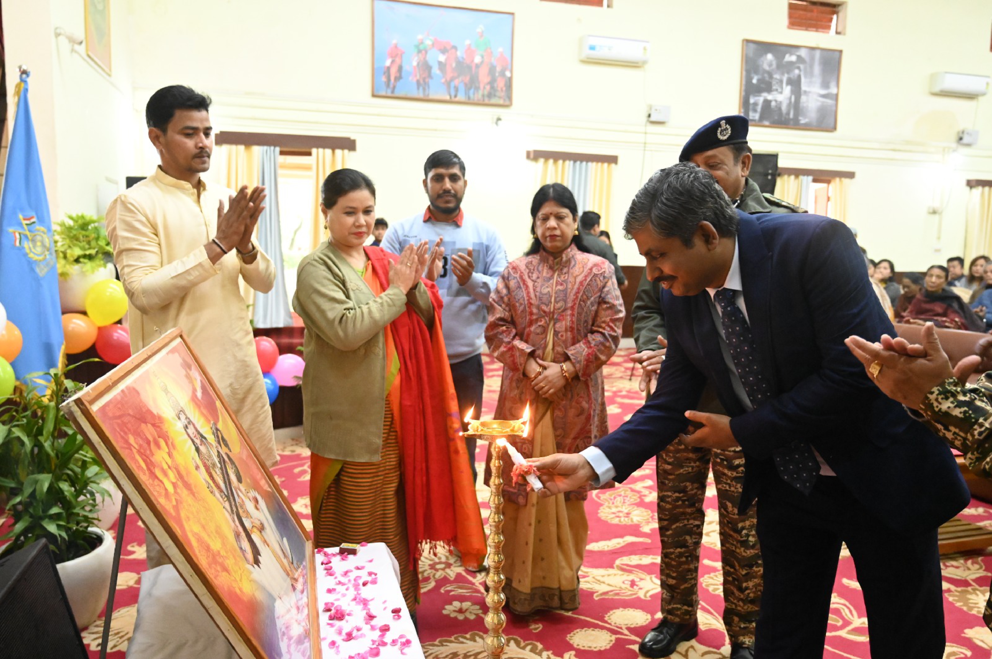lighting of lamp by respected principal sir in Grandparents day KV Imphal no2