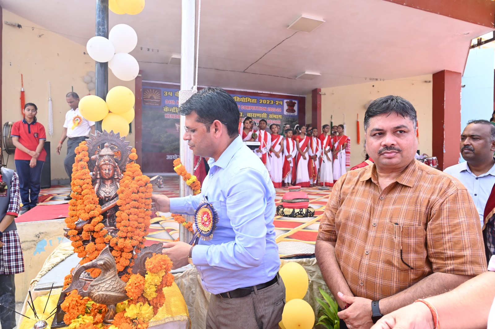 34TH REGIONAL YOUTH PARLIAMENT - AC MR D C MEENA GARLANDING MAA SARASWATI