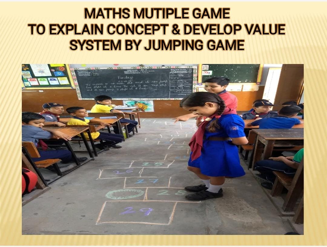 Maths Multiple Game to explain concept and develop value system by Jumping Game