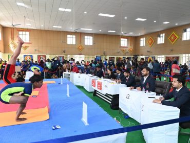 Players performing Yoga at 67 National Games at KV No-1, Jaipur