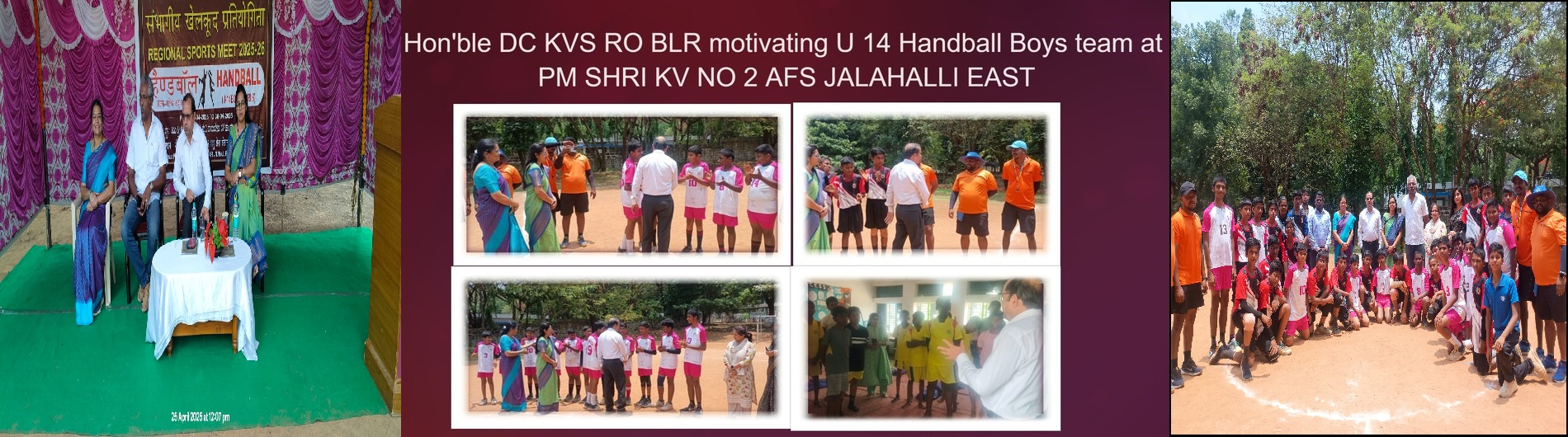 Hon’ble DC, KVS RO BLR boosts the spirit of our U-14 Handball Boys at PM SHRI KV No. 2 Jalahalli East