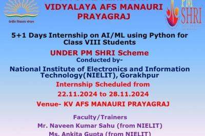 Five Days Internship on AI ML using Python for Class VIII students