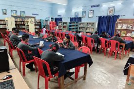 Students at library