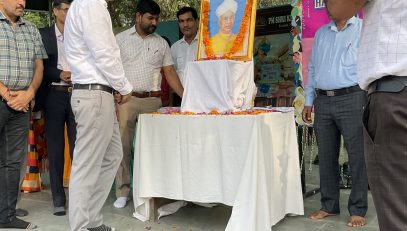 Offering flowers to Dr Sarvepalli Radhakrishnan