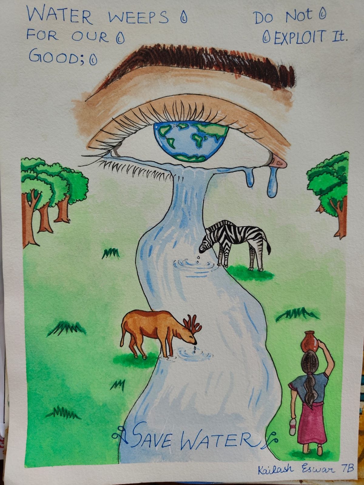 जल पखवाड़ा पर पोस्टर बनाना