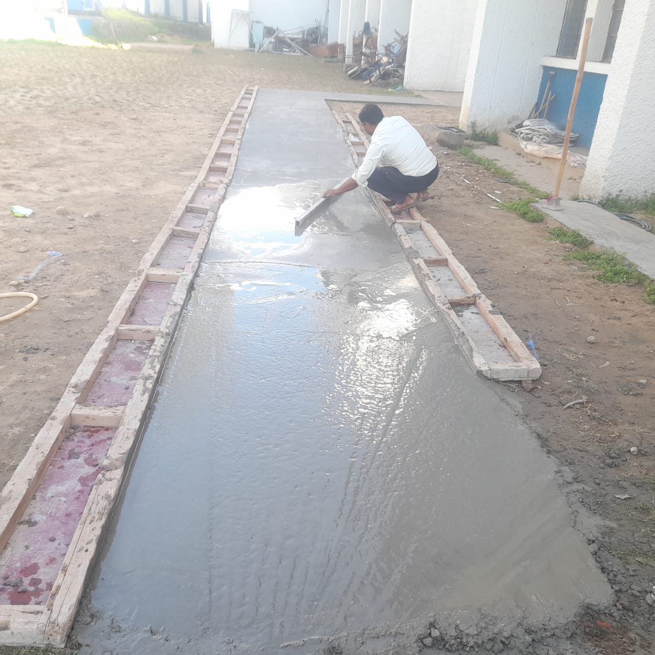 Footpath being constructed