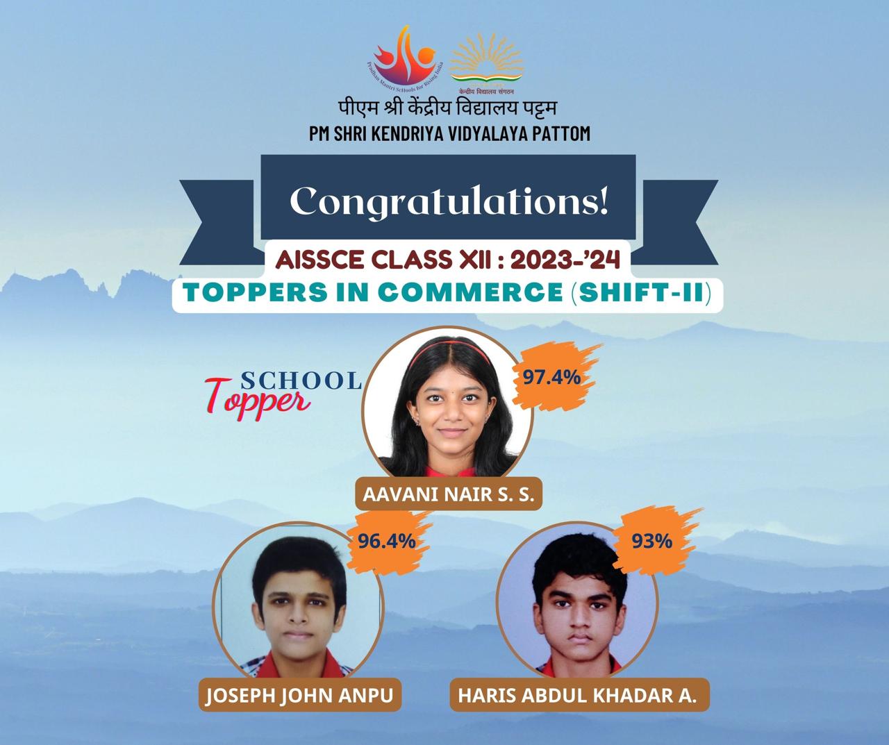 कॉमर्स स्ट्रीम में टॉपर्स