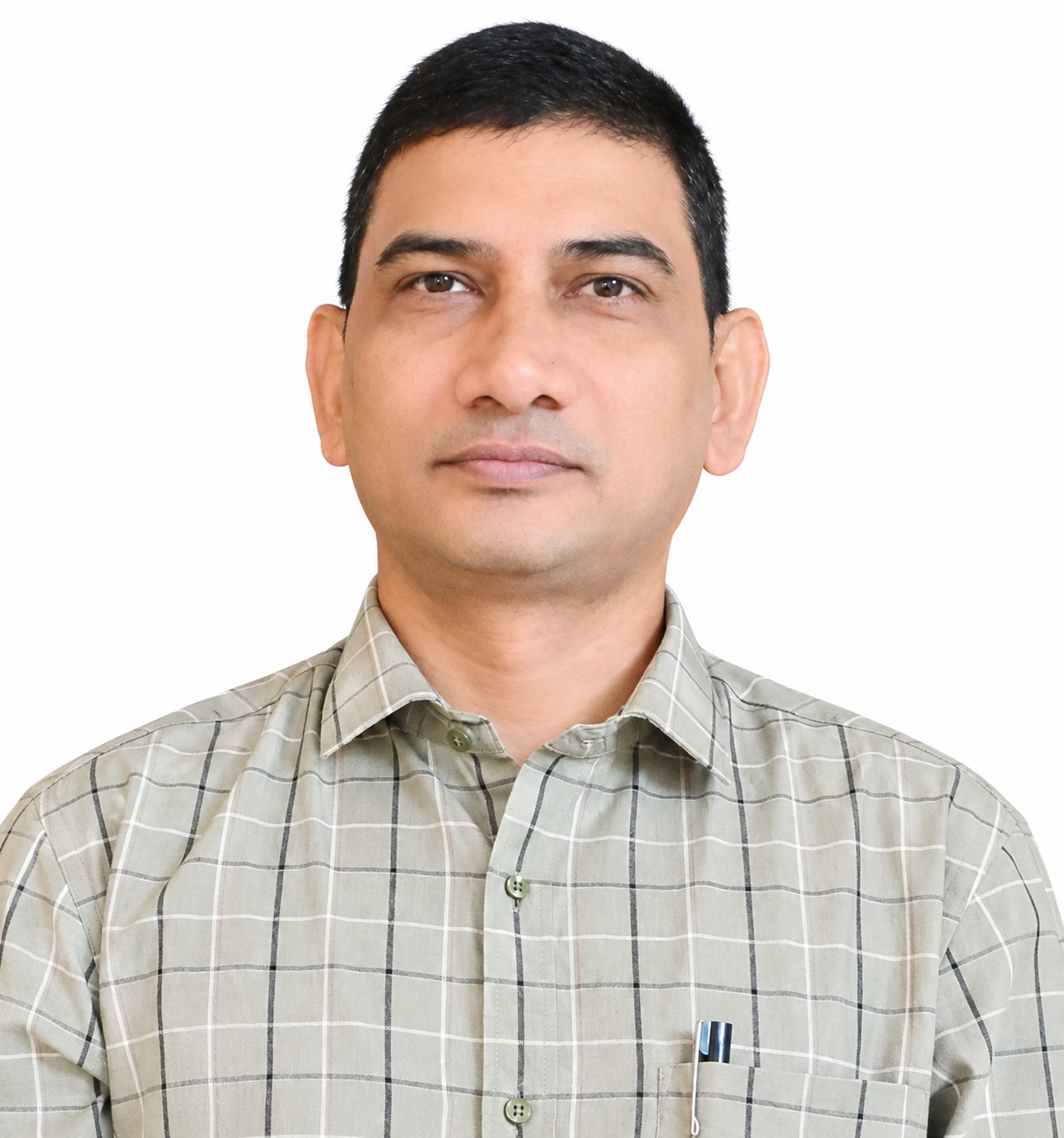 Formal ID Portrait in Plaid Shirt