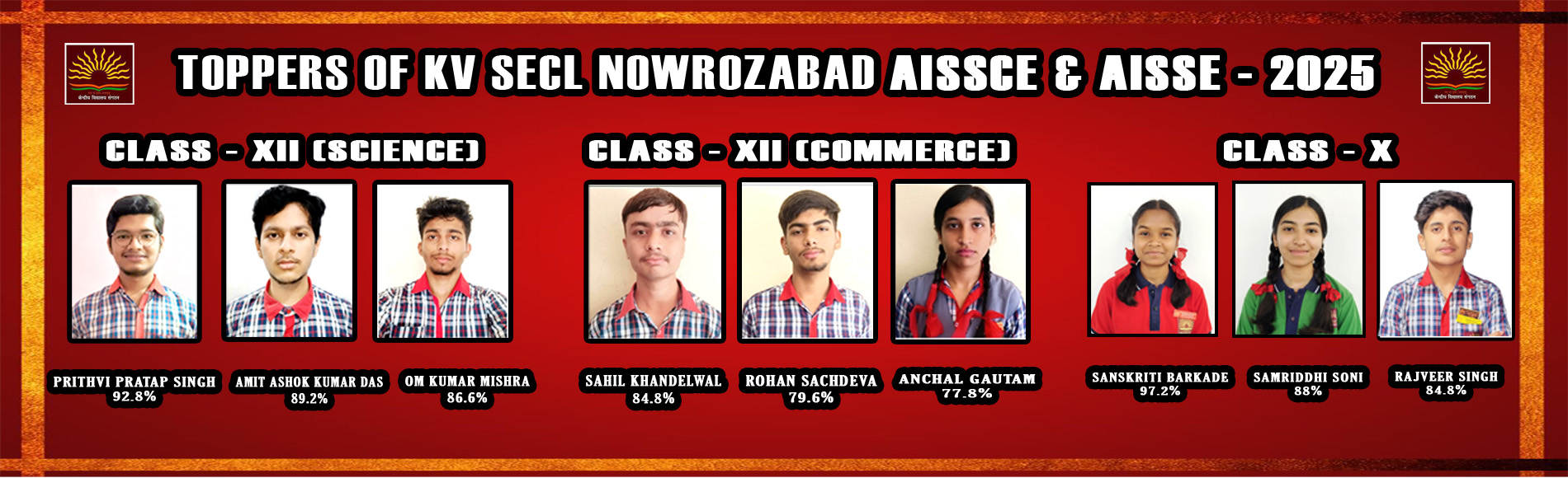 CBSE Class X & XII Toppers of the Vidyalaya