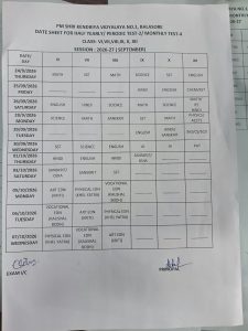 date sheet programme