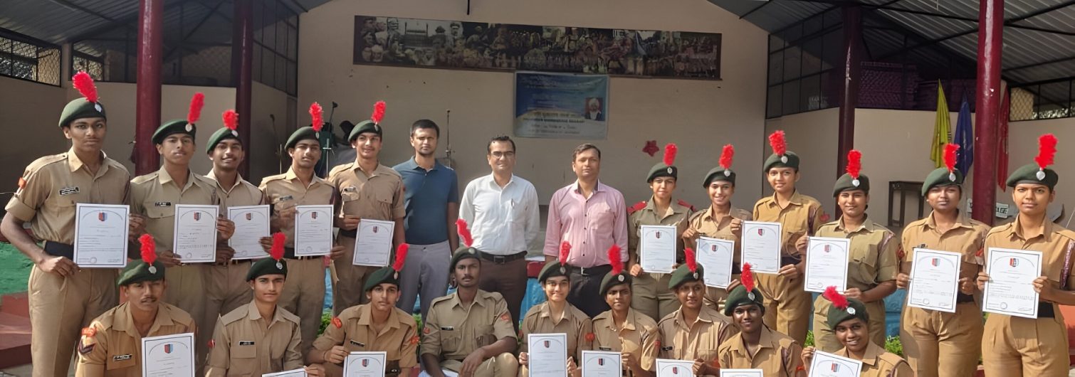 NCC Cadets were adorned with Ranks and given Certificate of Appreciation after attending a Ten day State Level Training Camp