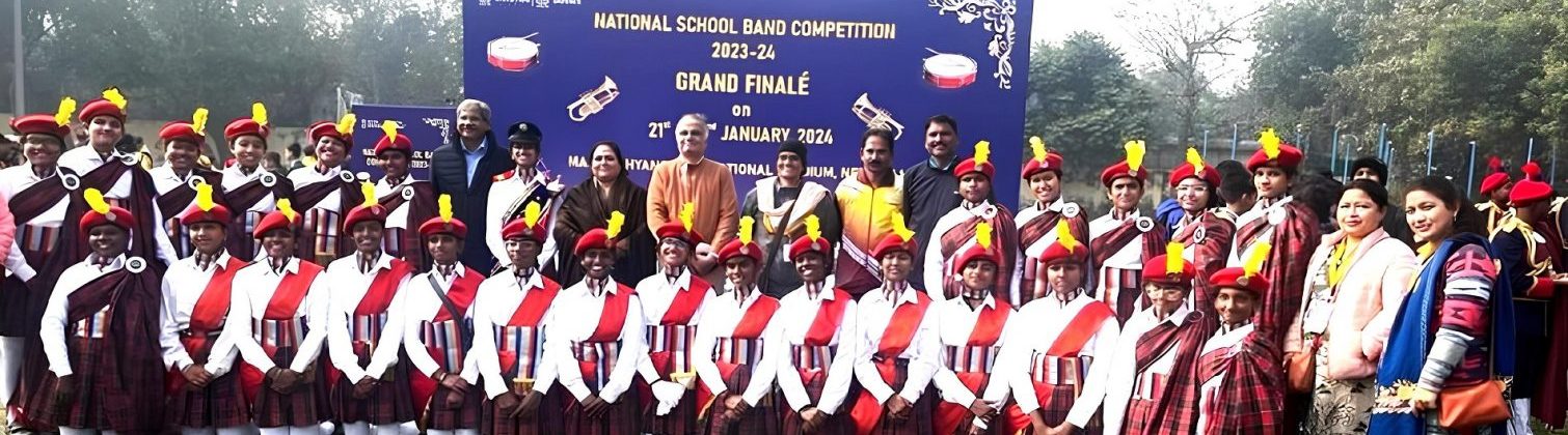 The all girls school band from PM SHRI KV MEG And CENTRE bagged the third place at the TWO THOUSAND TWENTY FOUR National School Band Competition for Republic Day