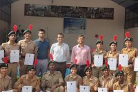 NCC Cadets were adorned with Ranks and given Certificate of Appreciation after attending a Ten day State Level Training Camp