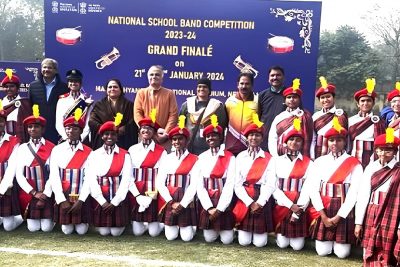 The all girls school band from PM SHRI KV MEG And CENTRE bagged the third place at the TWO THOUSAND TWENTY FOUR National School Band Competition for Republic Day