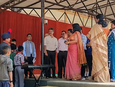 Assistant commissioner observing and appreciating the music team of KV NAL
