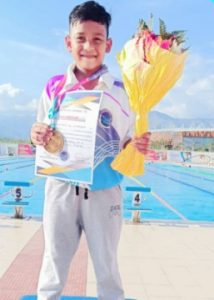 Image Showing: Kreyansh won a medal in Swimming