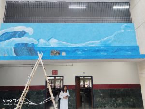 Painting Work on the School Building Walls Is Underway