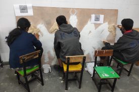 Image Showing: Students doing Art and Craft in PMKVY room