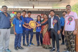 Presenting the trophy - Sports day