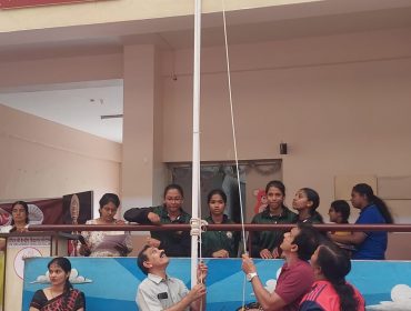 Students participating in various athletic events at the Annual Sports Meet in November demonstrating skill teamwork and sportsmanship