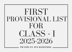 FIRST PROVISIONAL LIST