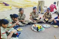 NCC candidate having snacks