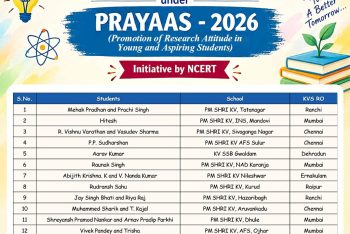 Sai Sahiti & Syed Hera selected for PRAYAS