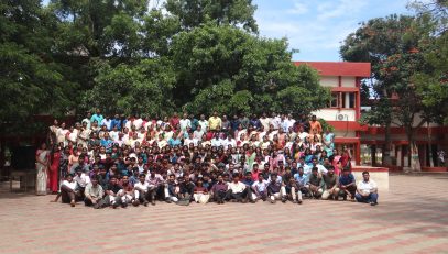 group photo by staff and senior secondary students