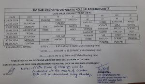 Datesheet for HY Exam