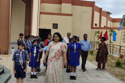 Our Cubs and Bulbul are welcoming our Honourable AC Madam Hema K during Inspection