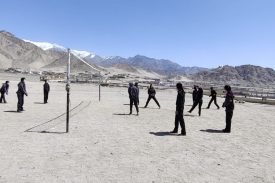 Girls playing Volley ball