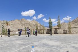 Girls playing basket ball