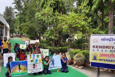 painting making on yoga day by the students