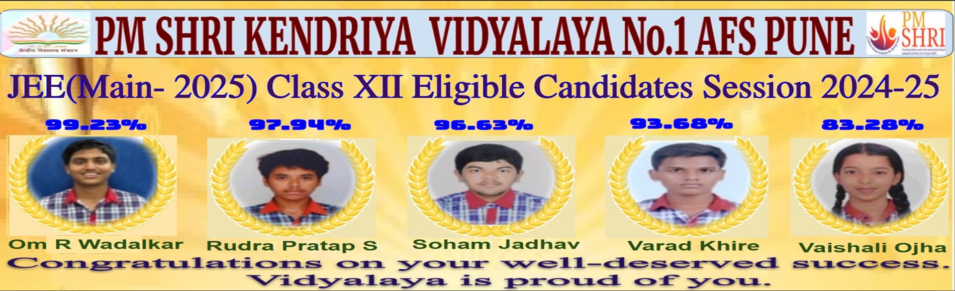 PM SHRI KV1 AFS Pune JEE 2025 Eligible Candidates XII 2024-25 site