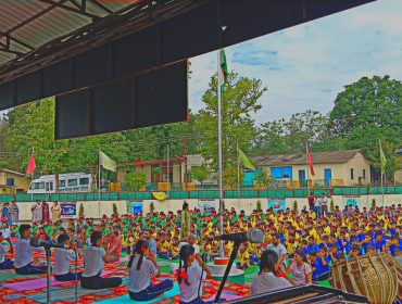 Yoga during morning assembly