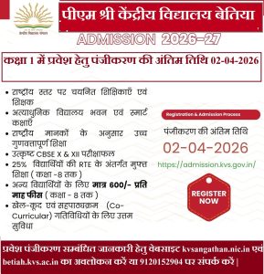 Registration for admission in class 1