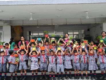 Balvatika 3 students with plants