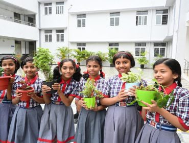 Students with plants