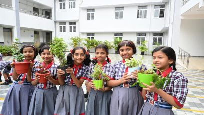 Students with plants